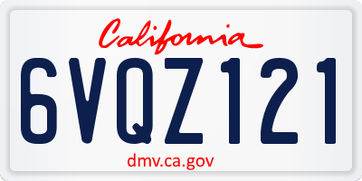 CA license plate 6VQZ121