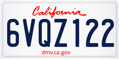CA license plate 6VQZ122