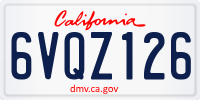 CA license plate 6VQZ126