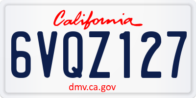 CA license plate 6VQZ127
