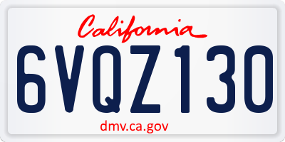 CA license plate 6VQZ130