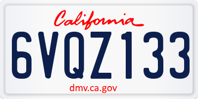 CA license plate 6VQZ133