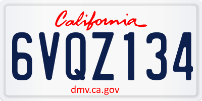 CA license plate 6VQZ134