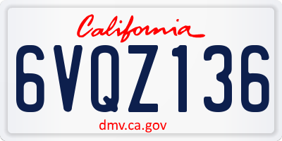 CA license plate 6VQZ136