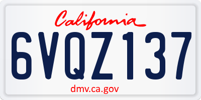 CA license plate 6VQZ137