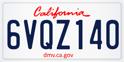 CA license plate 6VQZ140