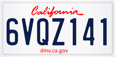 CA license plate 6VQZ141