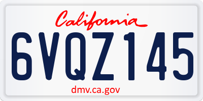 CA license plate 6VQZ145