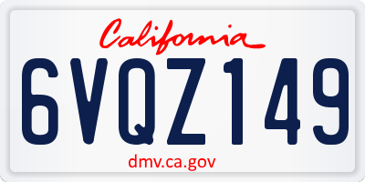 CA license plate 6VQZ149
