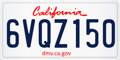 CA license plate 6VQZ150