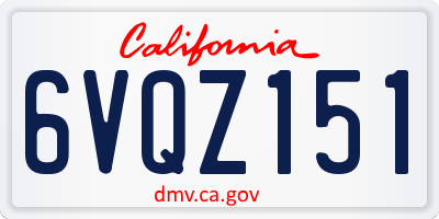 CA license plate 6VQZ151