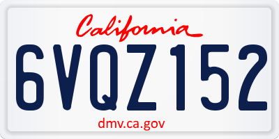 CA license plate 6VQZ152