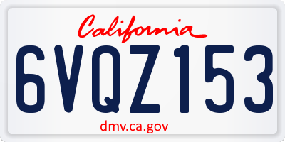 CA license plate 6VQZ153