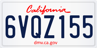 CA license plate 6VQZ155