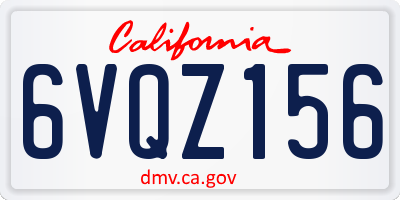 CA license plate 6VQZ156