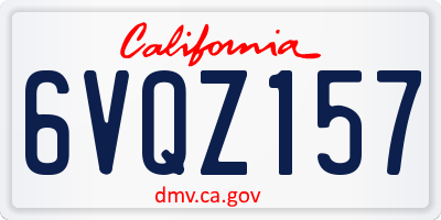 CA license plate 6VQZ157