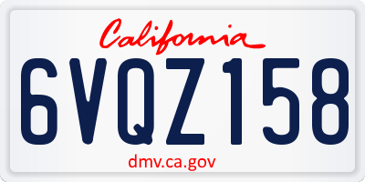 CA license plate 6VQZ158