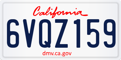 CA license plate 6VQZ159
