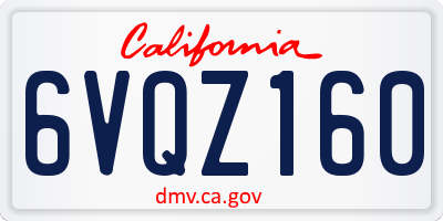CA license plate 6VQZ160