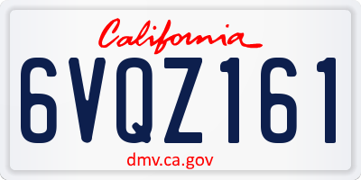 CA license plate 6VQZ161