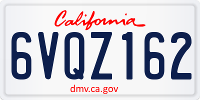 CA license plate 6VQZ162