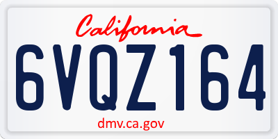 CA license plate 6VQZ164