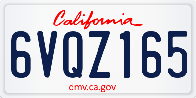 CA license plate 6VQZ165