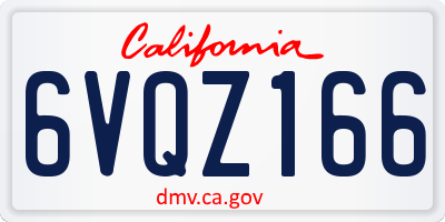 CA license plate 6VQZ166