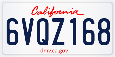 CA license plate 6VQZ168