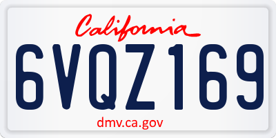 CA license plate 6VQZ169