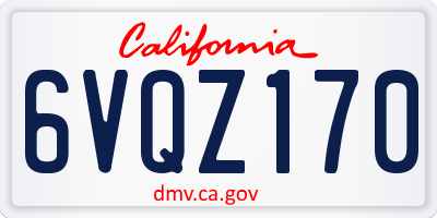 CA license plate 6VQZ170