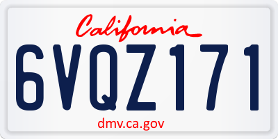 CA license plate 6VQZ171