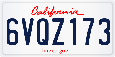 CA license plate 6VQZ173