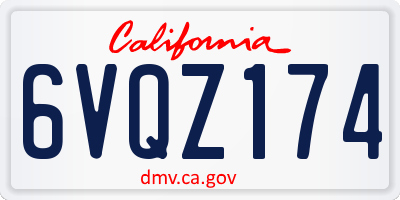 CA license plate 6VQZ174