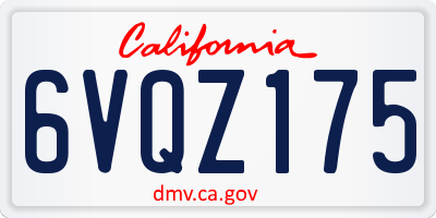 CA license plate 6VQZ175