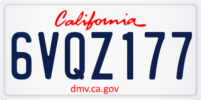 CA license plate 6VQZ177