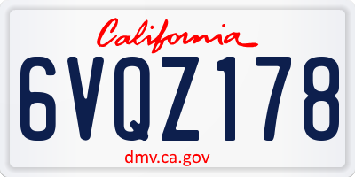 CA license plate 6VQZ178