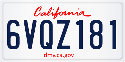 CA license plate 6VQZ181
