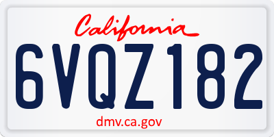 CA license plate 6VQZ182
