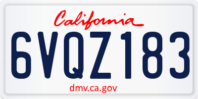 CA license plate 6VQZ183