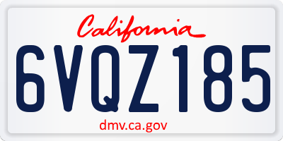 CA license plate 6VQZ185