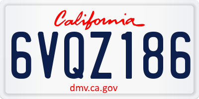 CA license plate 6VQZ186