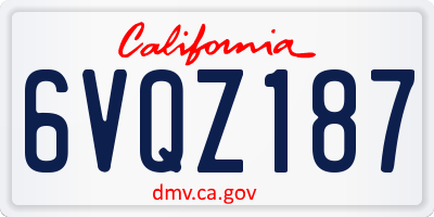 CA license plate 6VQZ187