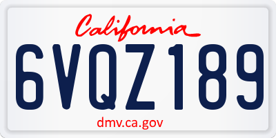 CA license plate 6VQZ189