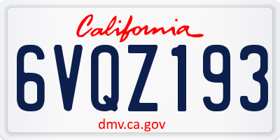 CA license plate 6VQZ193