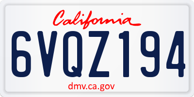 CA license plate 6VQZ194