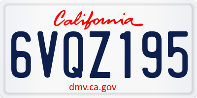 CA license plate 6VQZ195
