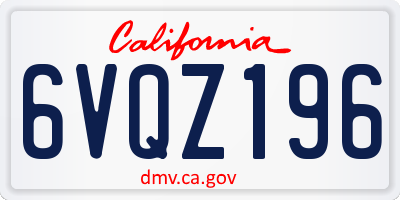 CA license plate 6VQZ196