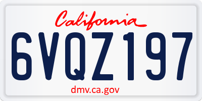 CA license plate 6VQZ197