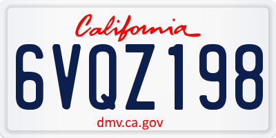 CA license plate 6VQZ198